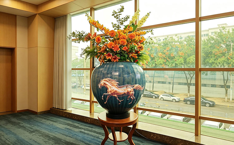 LED Flowerpot Display installed in an interior setting